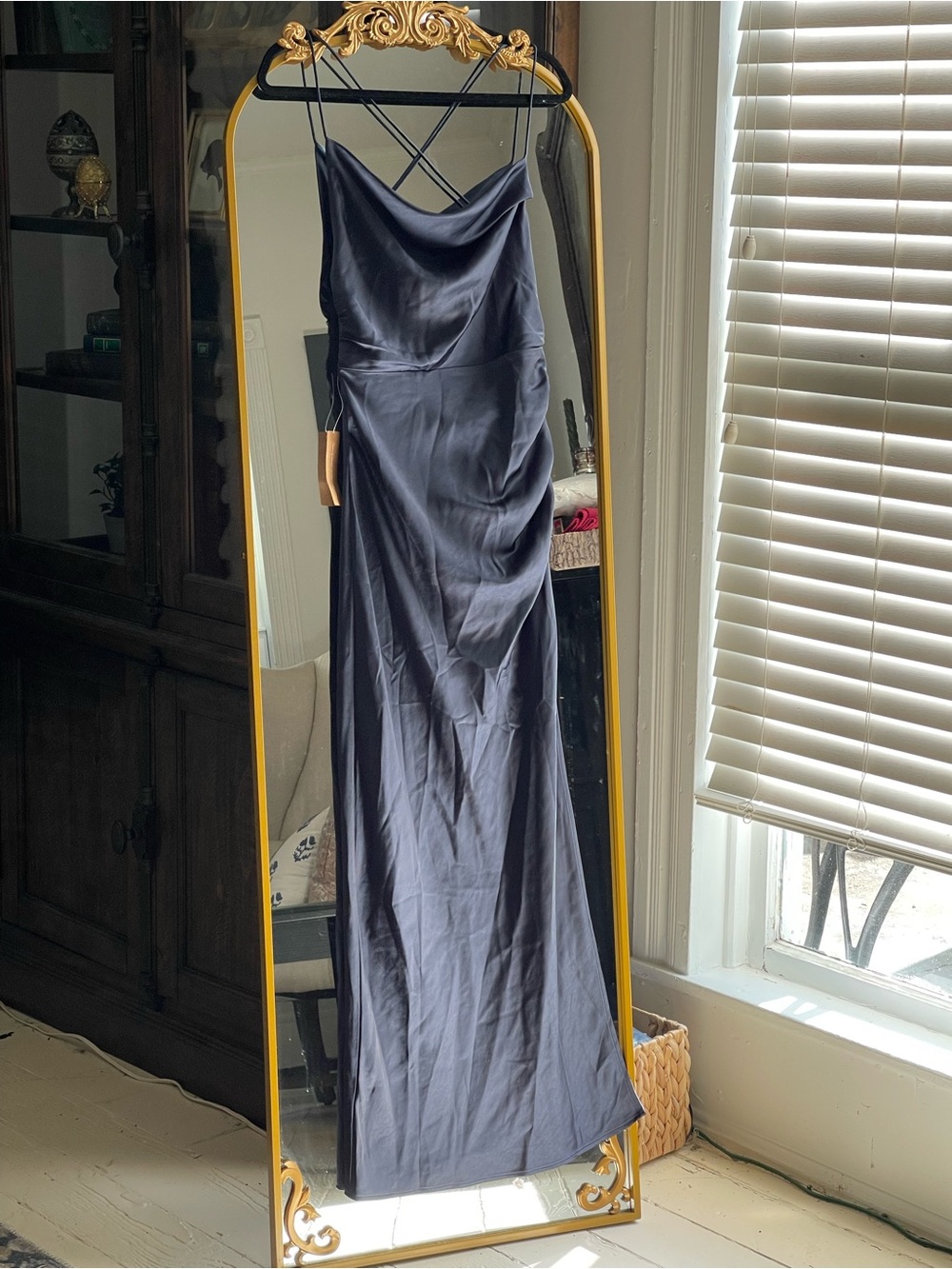 Few Moda o.p.t NWT Navy Slip Maxi Dress with Cowl Neck